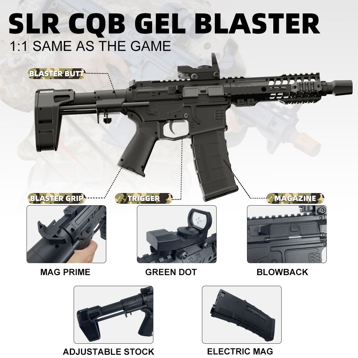 SLR CQB Gel Blaster Nylon ASSAULT RIFLES-Brown  gelblasterbest   